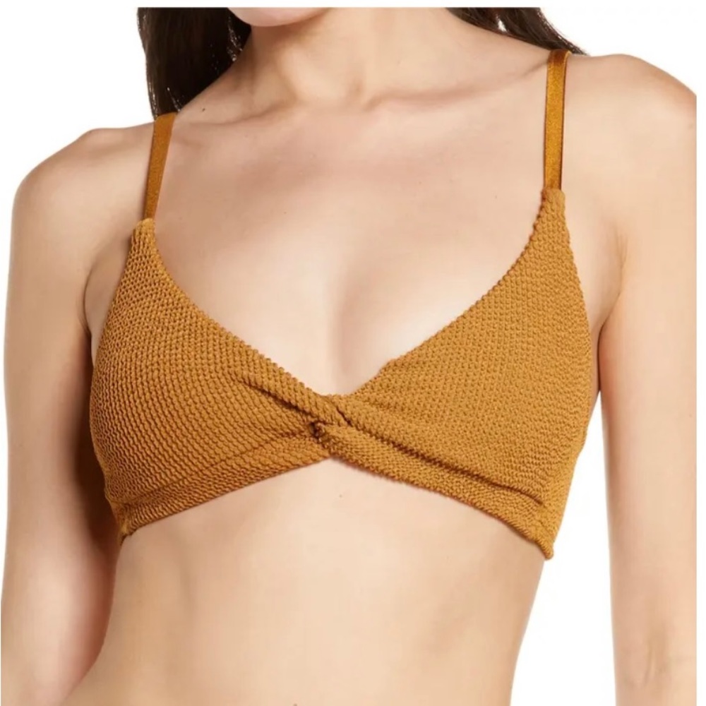 Good American Always Fits Twist Bikini Top in Brown Bronze New With Tags Small